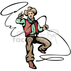 300x300 Royalty Free Cowboy Making A Lasso 374183 Vector Clip Art Image
