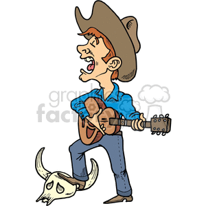 300x300 Royalty Free Cowboy Singing 372122 Vector Clip Art Image