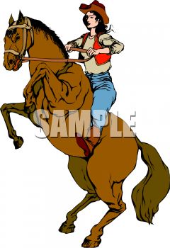 240x350 Royalty Free Clip Art Image Cowgirl On A Rearing Horse