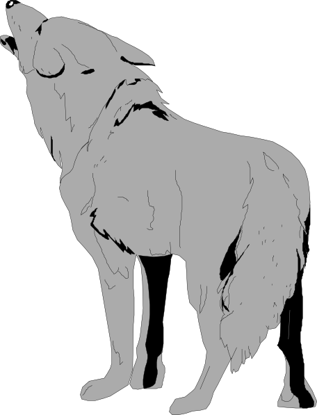 456x597 Gray Coyote With Fur Clip Art