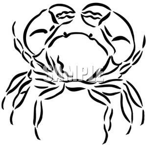 300x300 Black And White Crab Clip Art Image