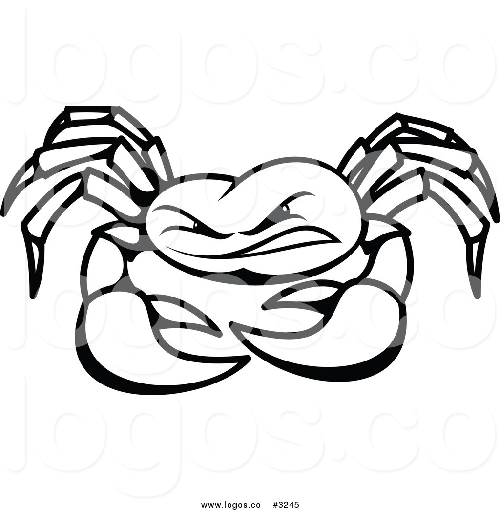 1024x1044 Royalty Free Vector Of A Black And White Crab Logo By Vector