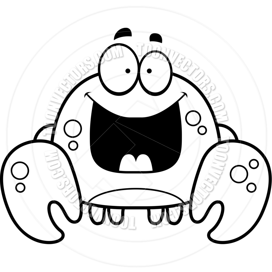 940x940 Cartoon Little Crab Happy (Black And White Line Art) By Cory