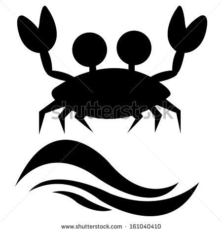 450x470 Abstract Crab Silhouette And Two Black Waves On White Background