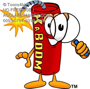 300x298 Illustration Cartoon Fire Cracker Holding A Magnifying Glass