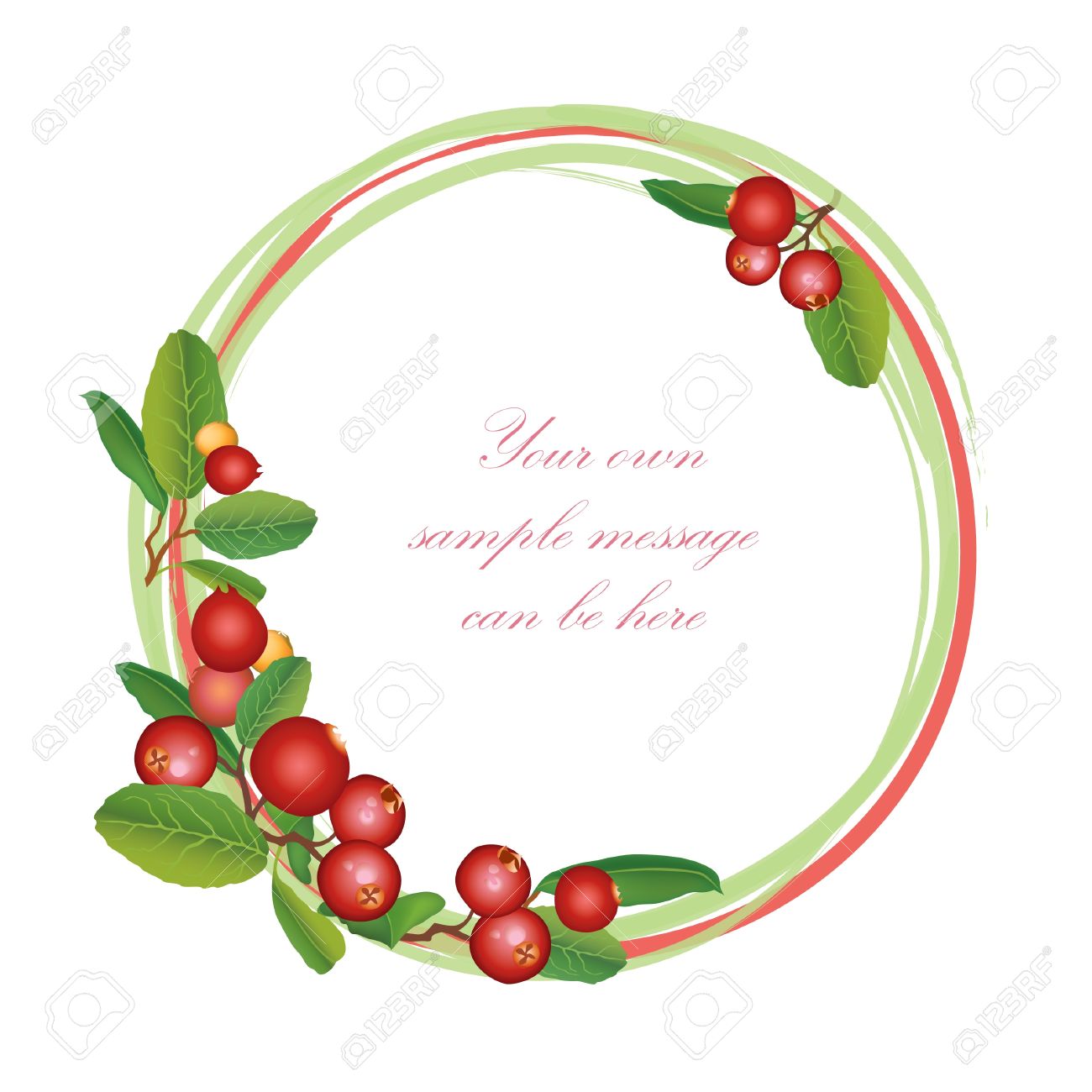 1300x1300 Cranberry Frame Berry Round Garland Ripe Red Cranberries