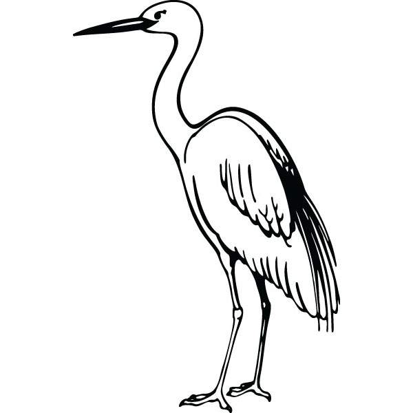 600x600 Standing Crane Bird Clip Art For Engraved Products