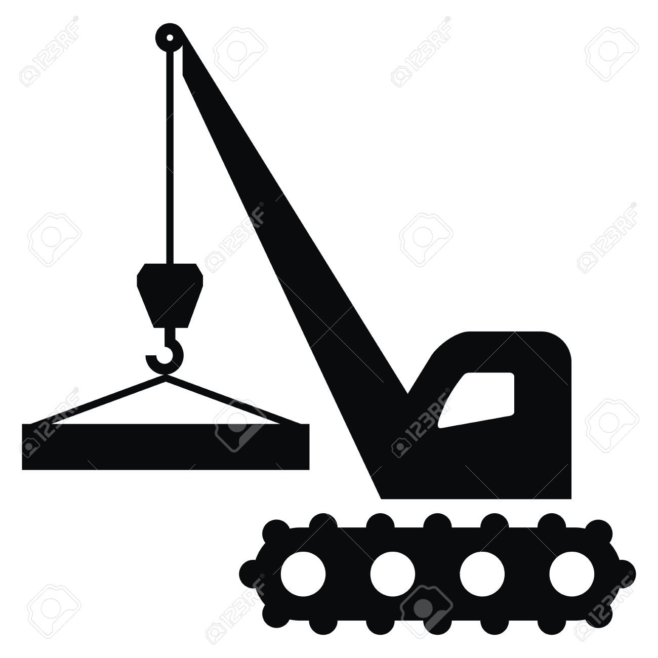 1300x1300 Crane Icon, Black Silhouette, Handling Of Load. Royalty Free