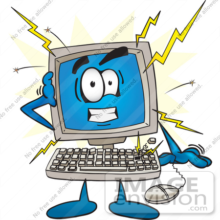 450x450 Clip Art Graphic Of A Crashing Desktop Computer Cartoon Character