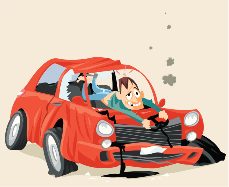 458x374 Car Crashed Clipart