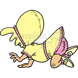 300x300 Royalty Free A Little Baby Crawling Wearing A Yellow Bonnet Dress