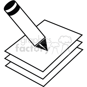 300x300 Royalty Free Black And White Outline Of A Crayon And Paper 370162
