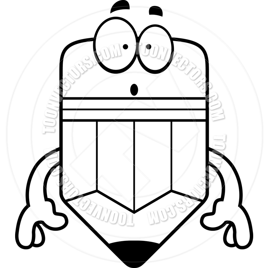 940x940 Cartoon Pencil Surprised (Black And White Line Art) By Cory Thoman