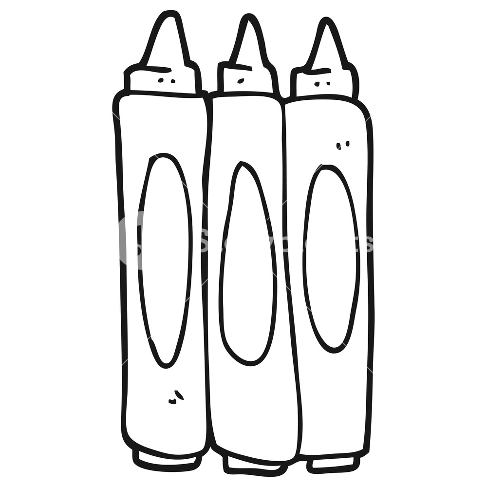 1000x1000 Freehand Drawn Black And White Cartoon Crayons Royalty Free Stock