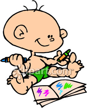 282x350 Royalty Free Clip Art Image Baby Boy Coloring With Crayons