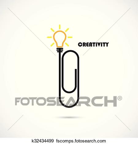 450x470 Clip Art Of Creative Paper Clip And Light Bulb Logo Design.concept