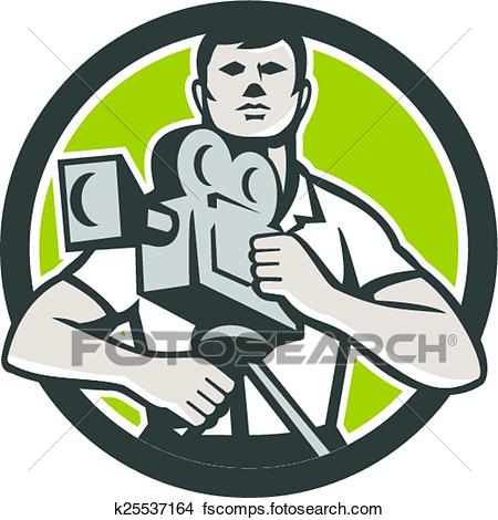450x470 Clipart Of Cameraman Film Crew Hd Camera Video Front Retro