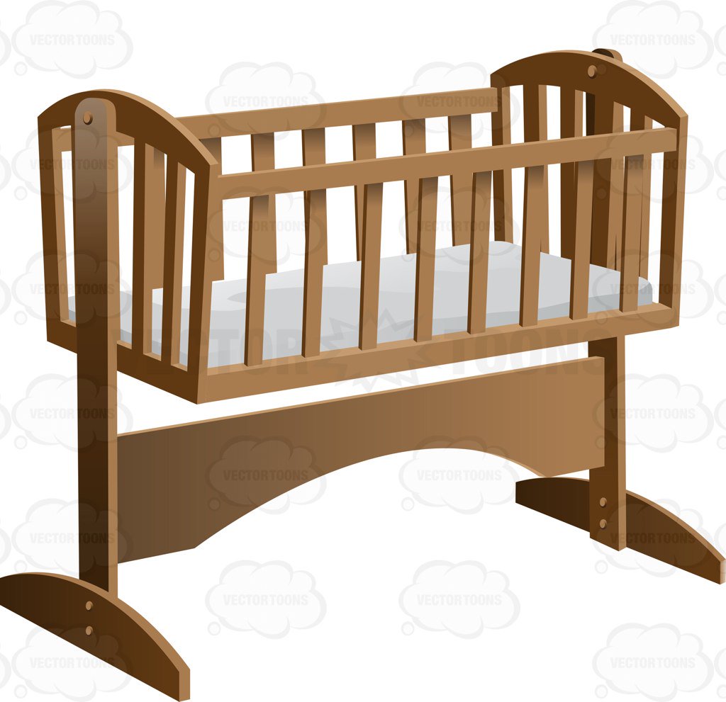 1024x991 An Old Fashioned Rocking Baby Crib With Mattress Cartoon Clipart