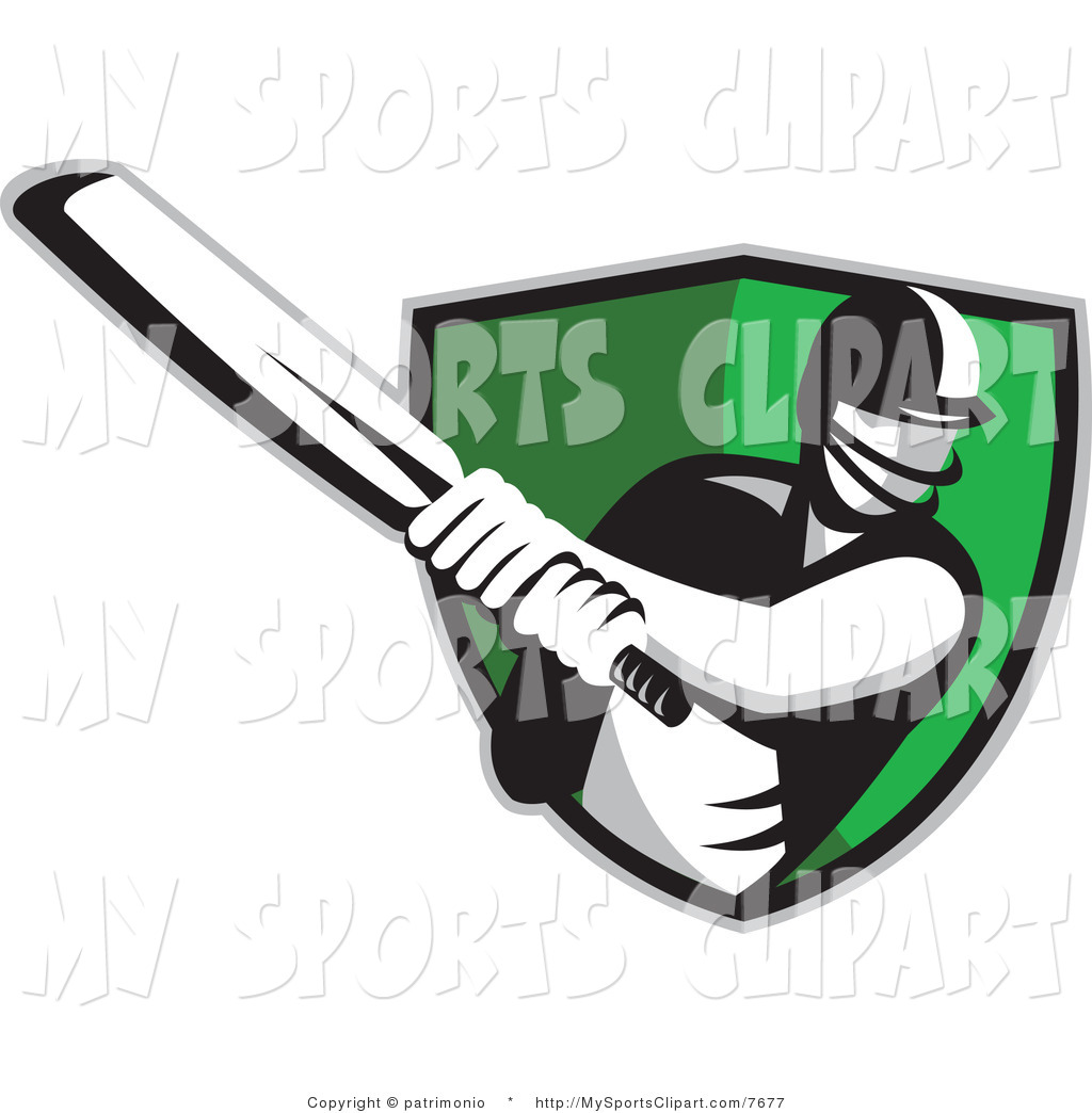 1024x1044 Sports Clip Art Of A Cricket Player Over A Green Shield Background