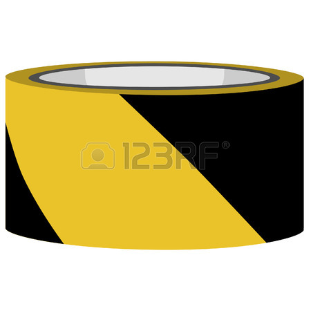450x450 Dark Room With Yellow And Black Danger Tape. Crime Or Emergency