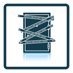 150x150 Door With Yellow Police Tape, Crime Scene Royalty Free