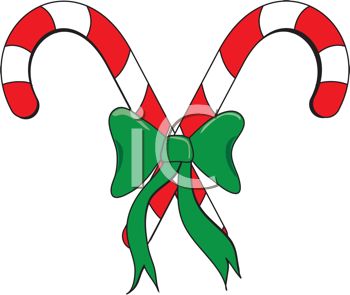 350x295 Picture Of Two Criss Crossed Candy Canes With Green Bow In
