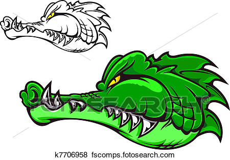 450x313 Clip Art Of Cartoon Crocodile K7706958