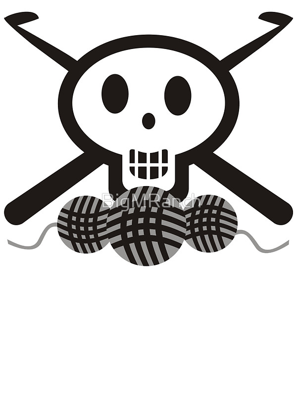 600x800 Crochet Hooks Skull And Yarn T Shirt Stickers By Bigmranch
