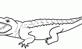 280x168 Black Amp White Clipart Alligator
