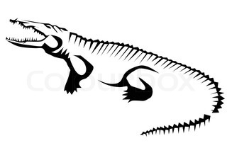 320x226 Gray Crocodile On White Background, Vector Illustration Stock