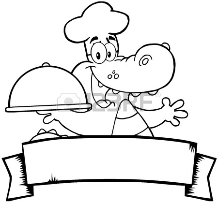 450x422 Happy Crocodile Looking Around A Blank Sign Royalty Free Cliparts