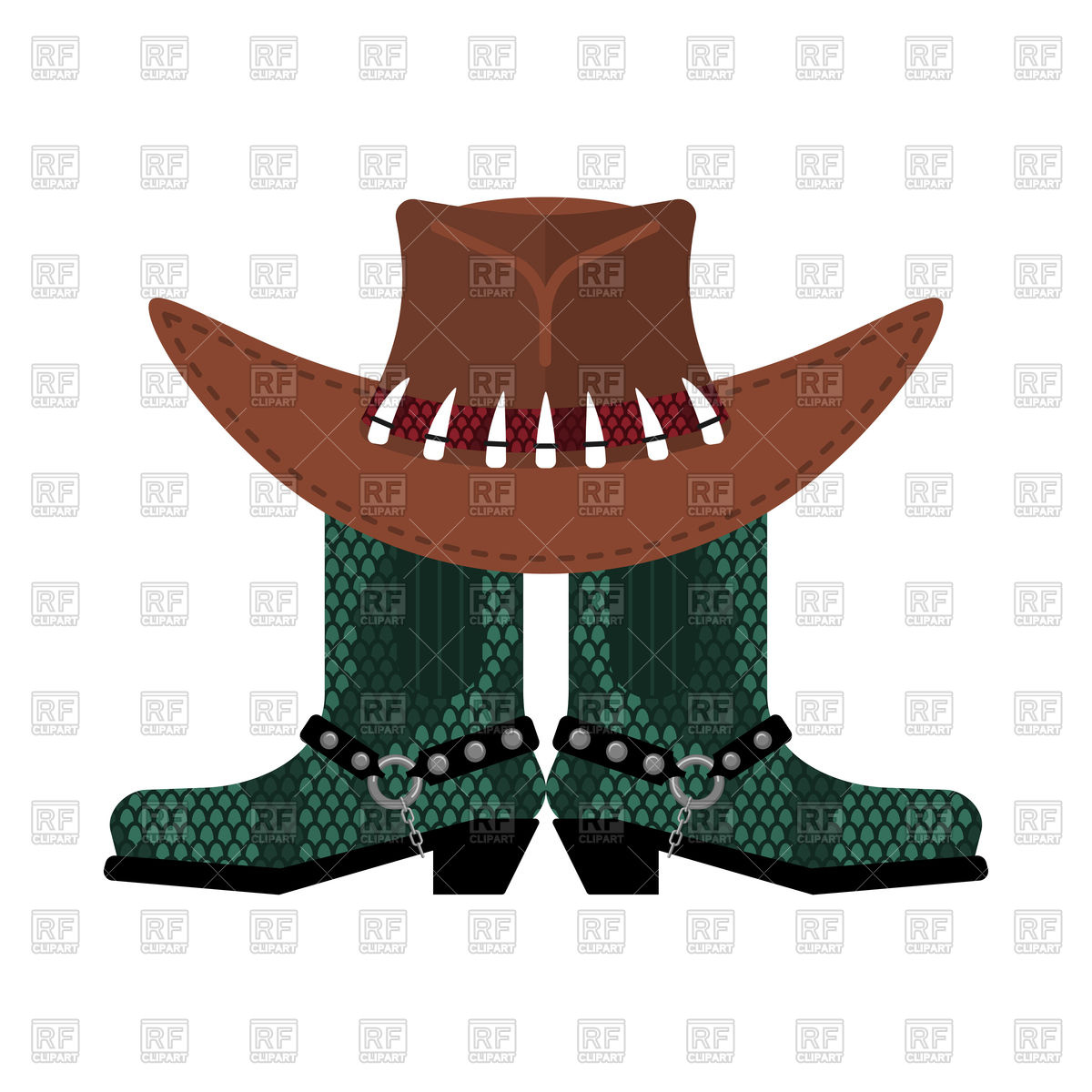 1200x1200 Australian Hat On Crocodile Skin Boots Royalty Free Vector Clip
