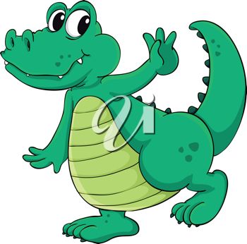 350x346 Picture Of A Cartoon Alligator Walking Happily In A Vector Clip