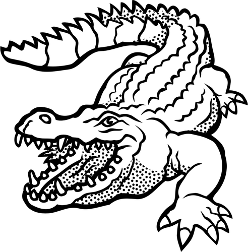 492x500 Vector Drawing Of Spotty Crocodile Line Art Public Domain Vectors