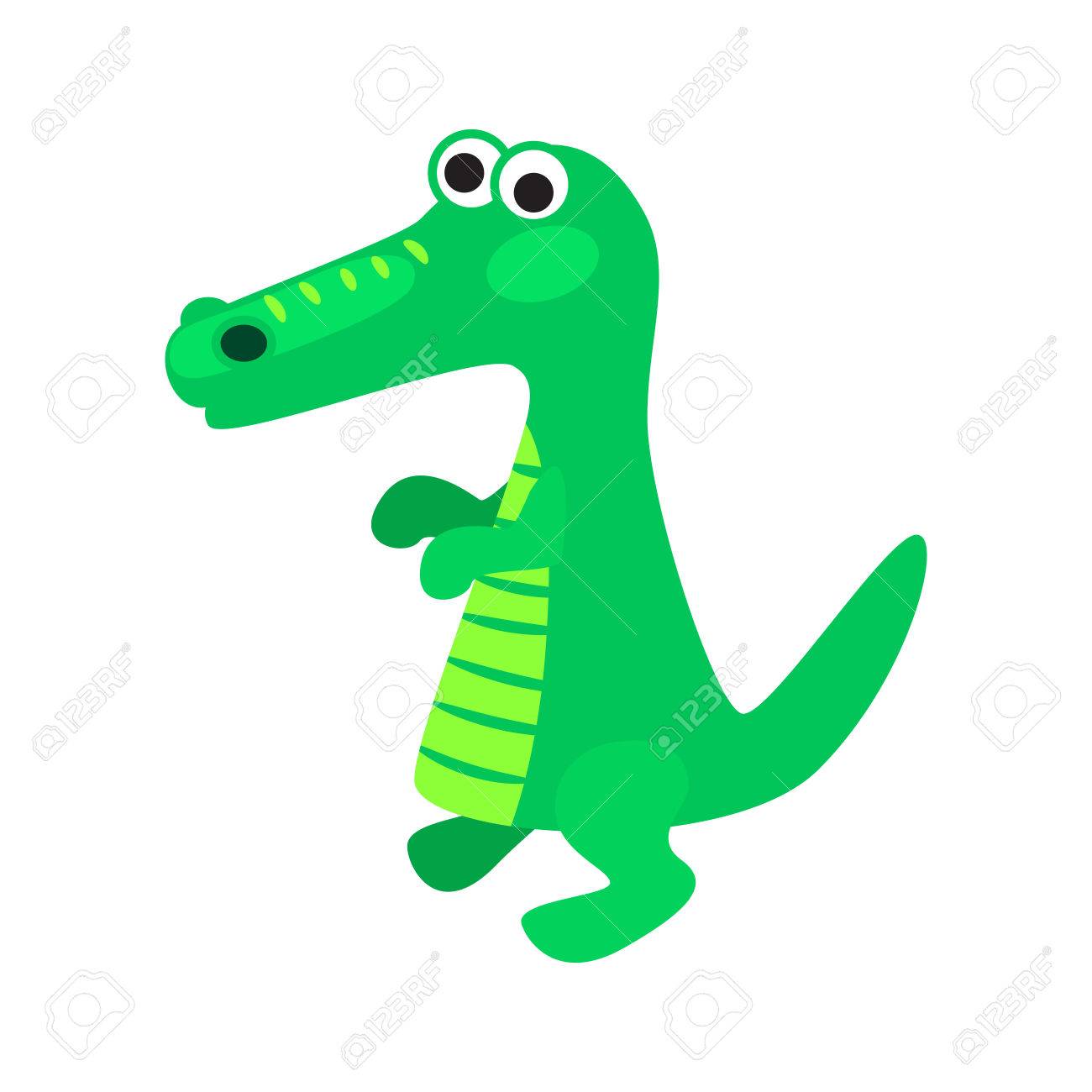 1300x1300 Cartoon Crocodile Vector Illustration. Green Kid Alligator