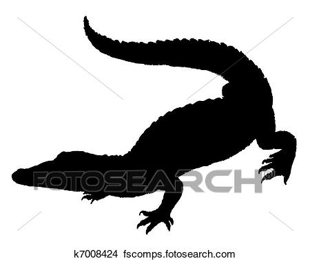 450x380 Clipart Of Crocodile Silhouette K7008424