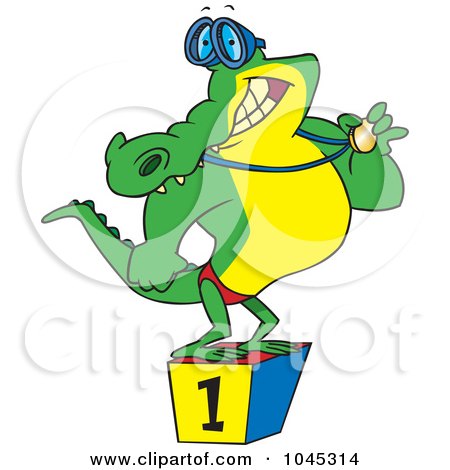 450x470 Clipart Outlined Happy Crocodile Standing Upright And Wearing