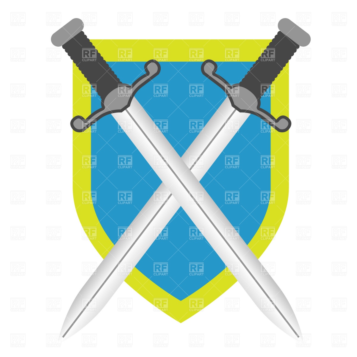 1200x1200 Two Crossed Swords And Shield Royalty Free Vector Clip Art Image