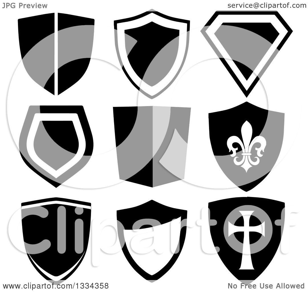 1080x1024 Clipart Of Grayscale Shield Designs, One With A Templar Cross