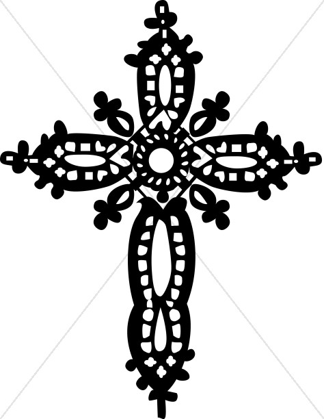 474x612 Cross Clipart Black And White Black Crochet Cross Clipart Cross