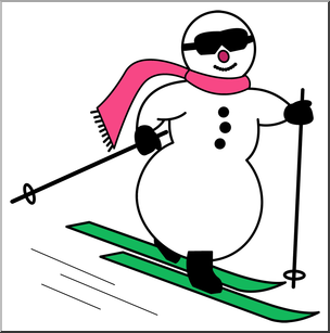 304x307 Clip Art Cross Country Skiing Snowman Color 2 I