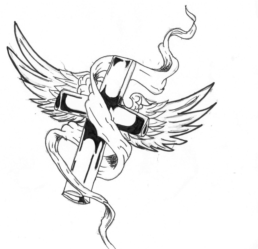 900x868 Drawn Cross Ribbon