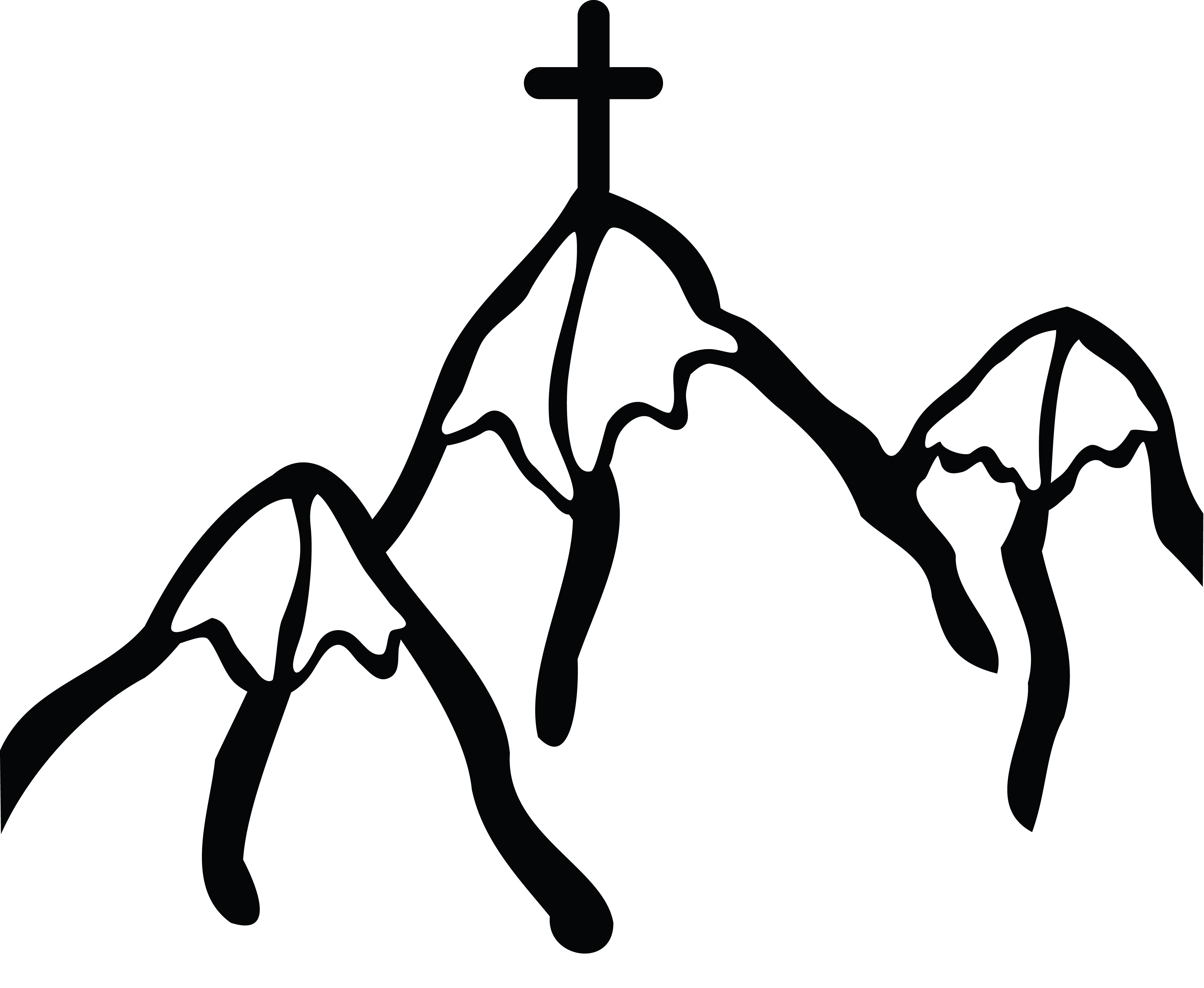 4000x3283 Clipart Of A Cross On Mountains
