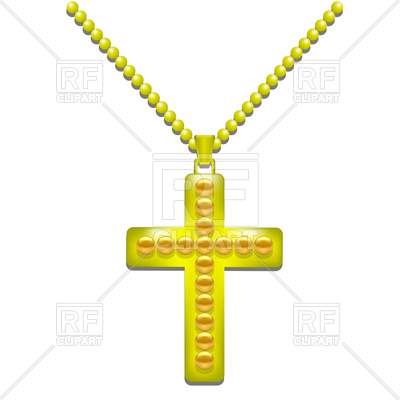 400x400 Golden Cross On Chain Royalty Free Vector Clip Art Image