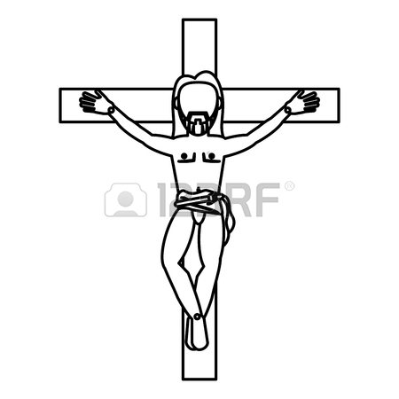 450x450 Jesus Christ Crucifixion Cross Sacred Outline Vector Illustration