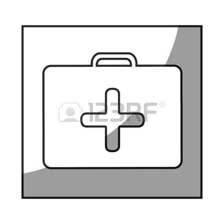 450x450 Grayscale Square Frame Shading With First Aid Kit With Cross