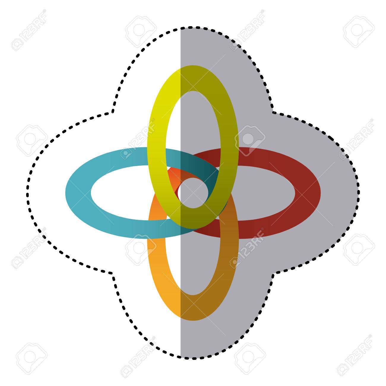 1300x1300 Sticker Shading Colorful Rings In Cross Shape Vector Illustration