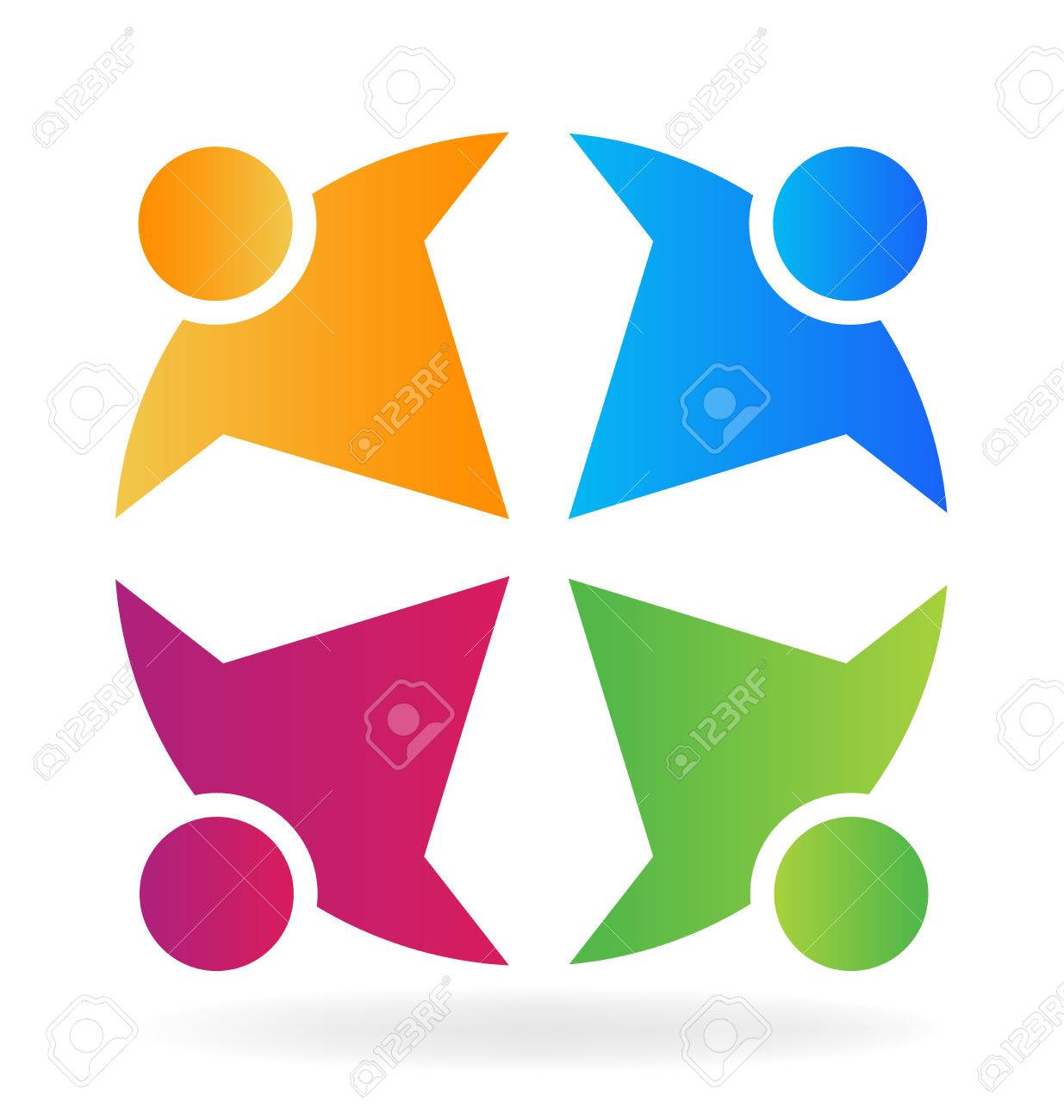 1235x1300 Teamwork Colorful People With Cross Shape Image Vector Logo