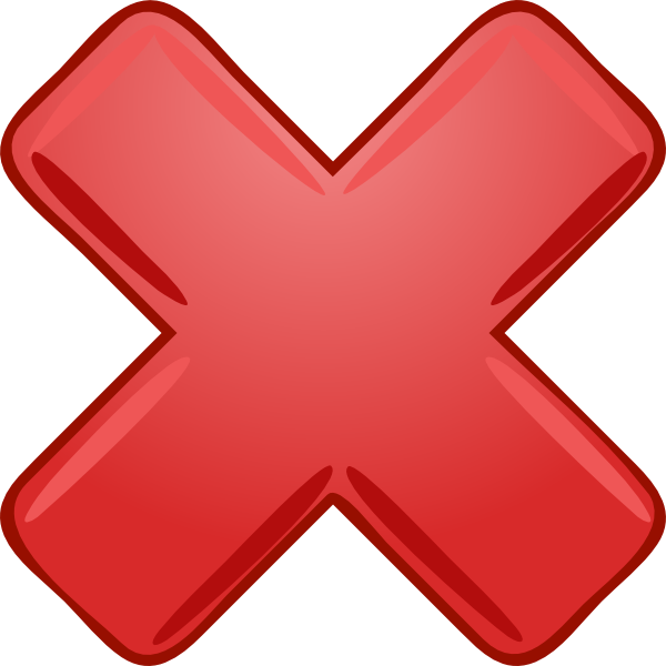 600x600 Red X Cross Wrong Not Clip Art