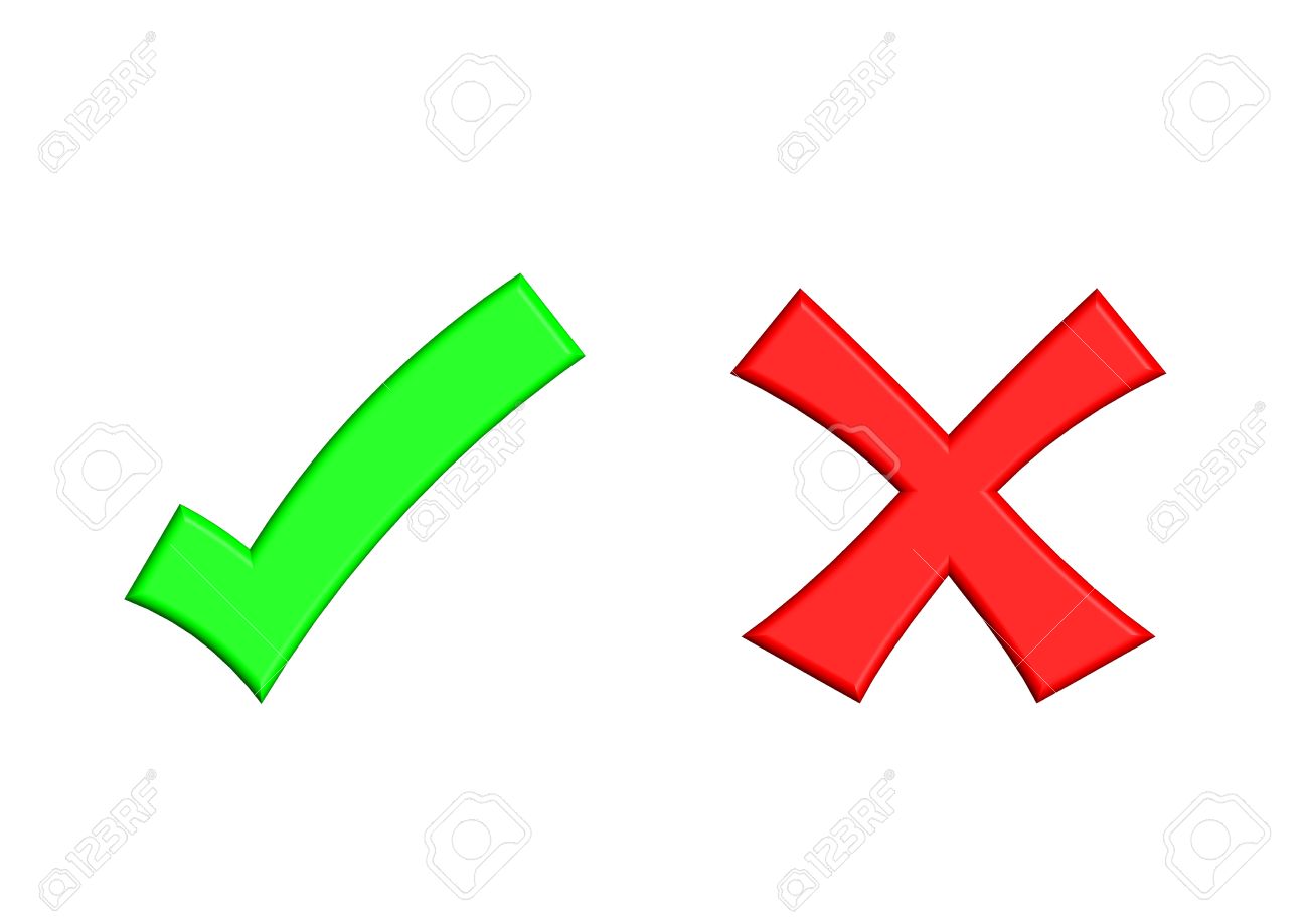 1300x919 Illustration Of Green Check Mark And Red Cross Mark On Isolated
